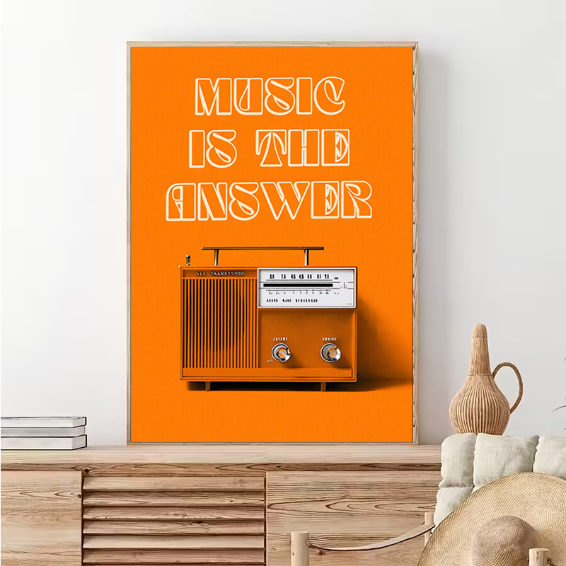 Audio Music Background Free - Vintage Radio Wall Art Frameless Canvas