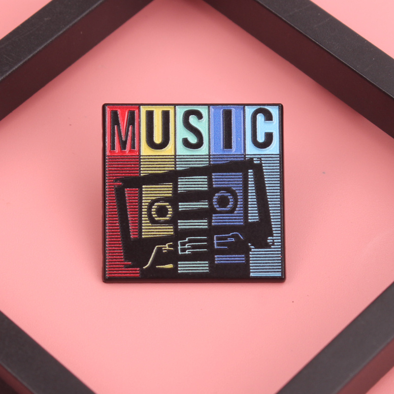 Audio Music Remix - Retro Remix Music Pin - Bold