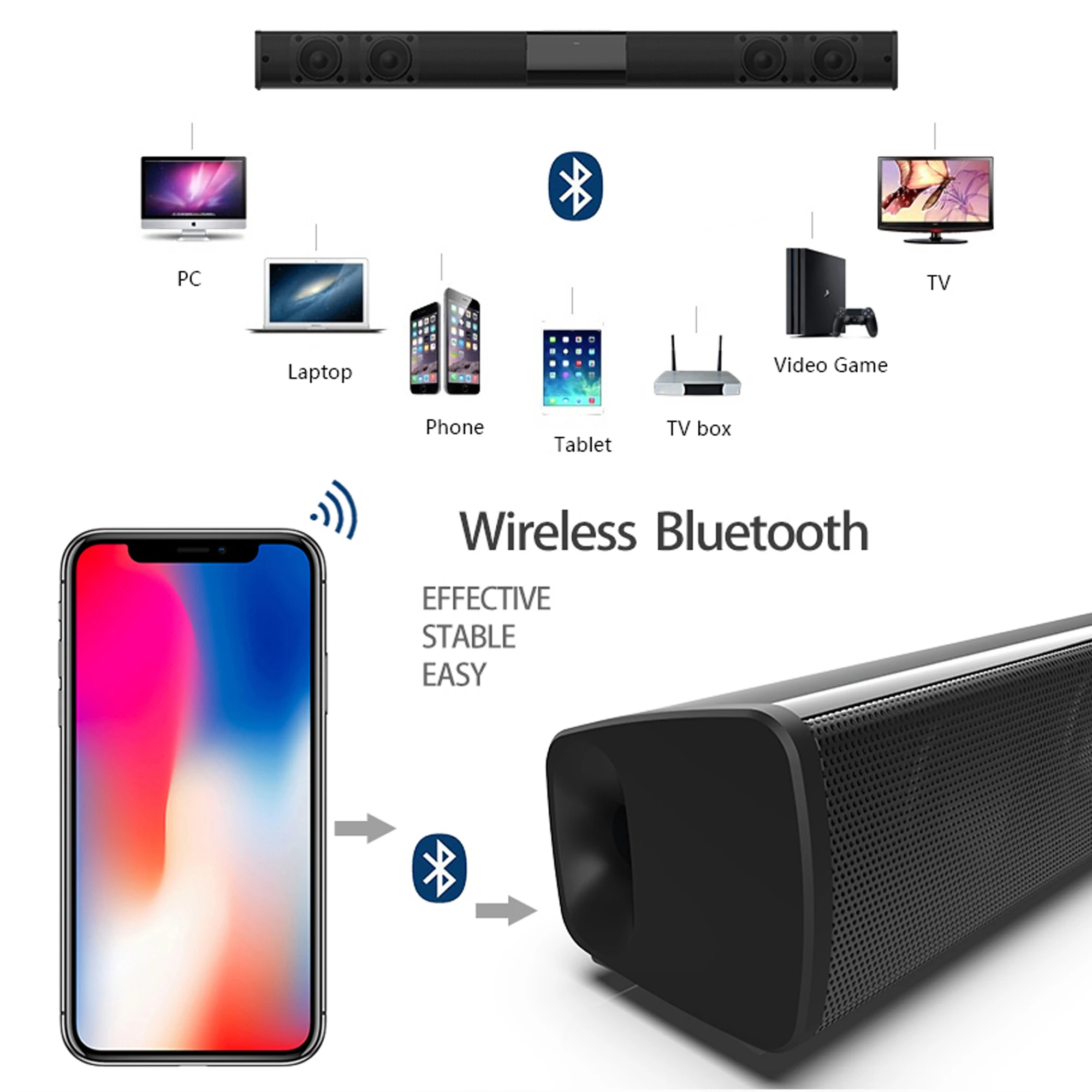 40W High Power Soundbar for TV - Audio Music Center 评论和价格